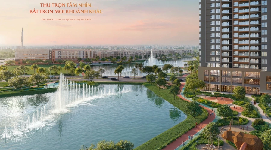 Kiến trúc Terra Tropical Nexus Zone CT3 – Ban công panorama nhìn ra kênh đào nhạc nước
