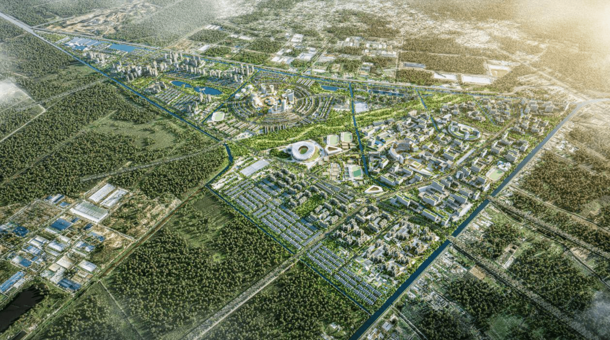 Phối cảnh quy hoạch không gian kiến trúc cảnh quan đại đô thị Vinhomes Hóc Môn